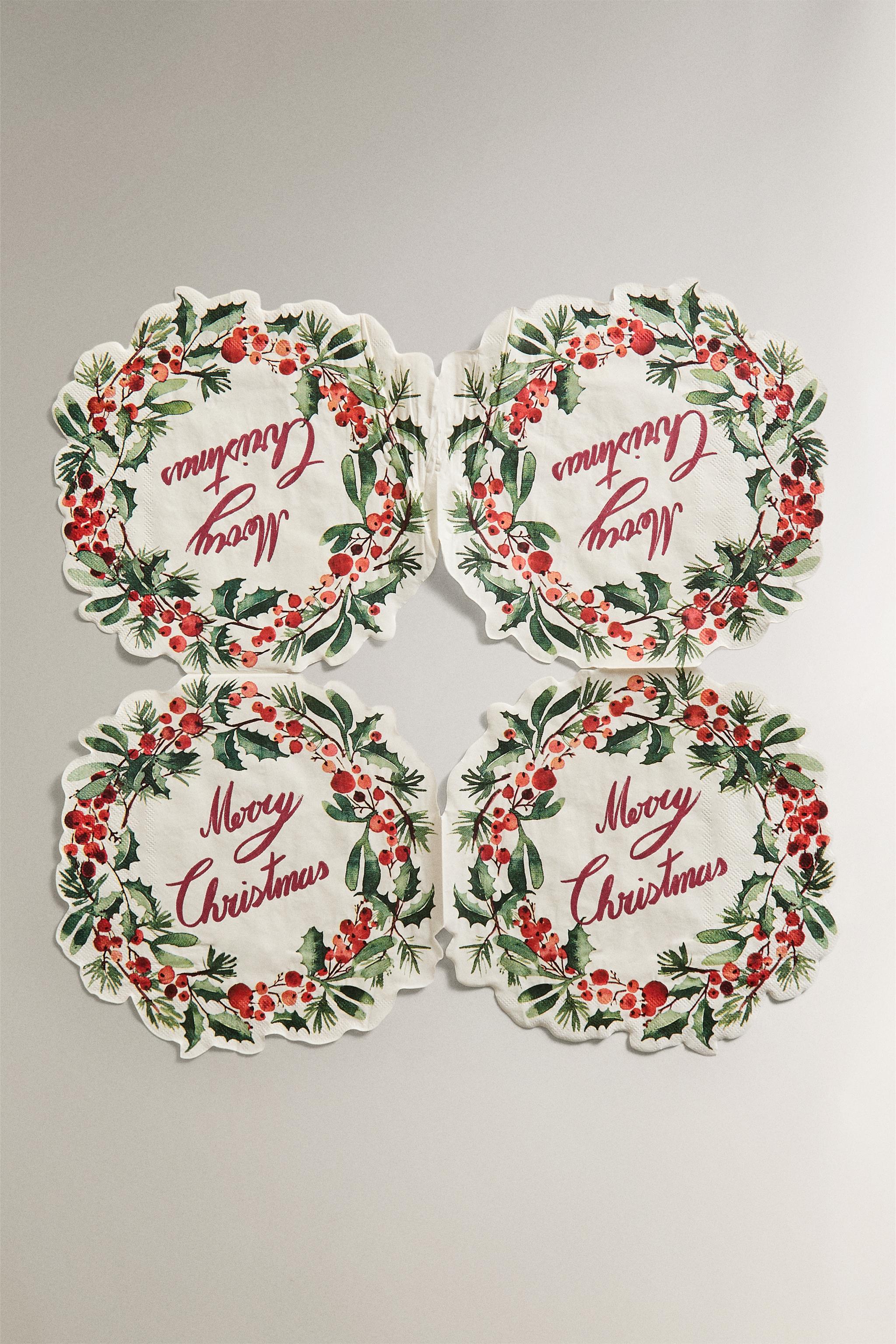 SET OF CHRISTMAS WREATH PAPER NAPKINS (SET OF 20)